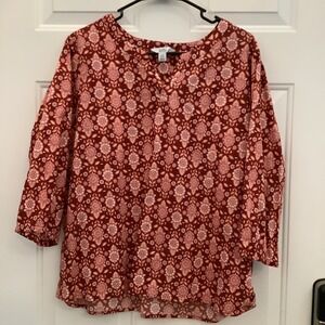 Women's Croft & Barrow Print Split neck Tunic Top Size PXXL NWT